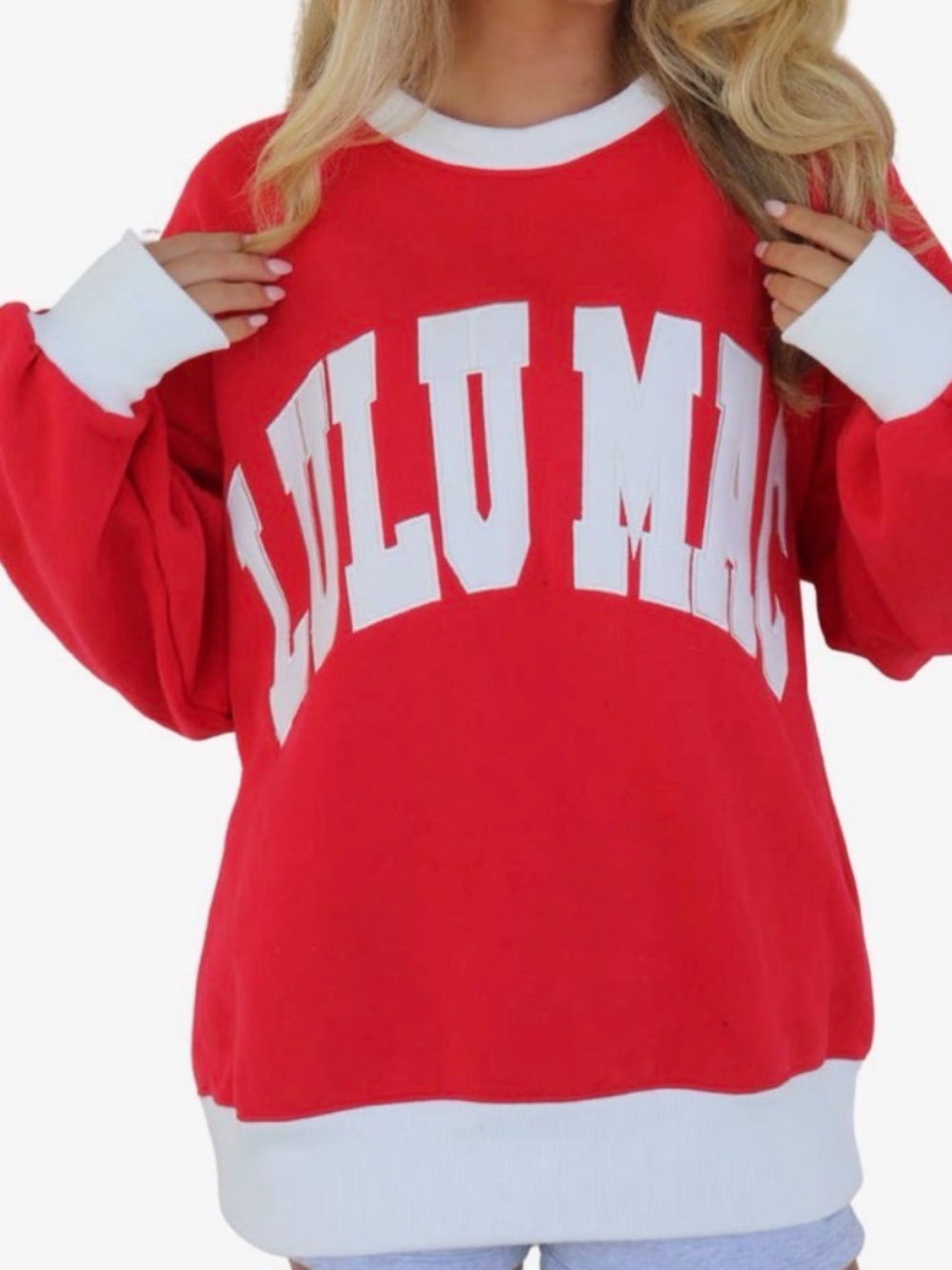 New red Lulu Mac sweatshirt